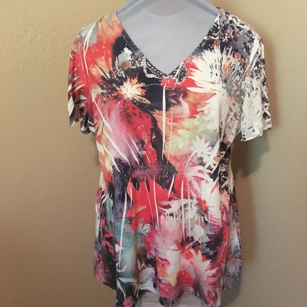 Style & Co Bright Abstract Tee Shirt 2X